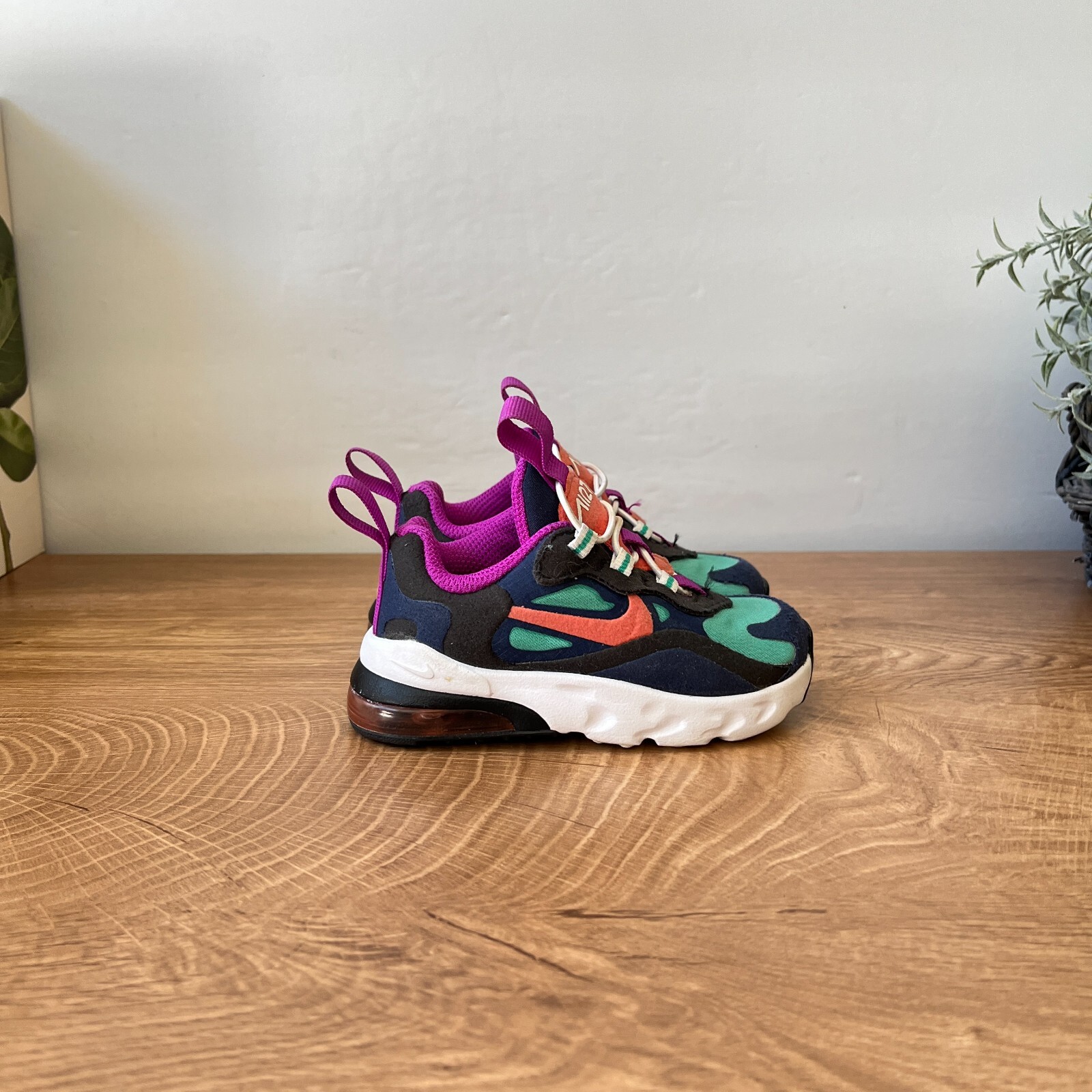 Nike Air Max 270 RT Toddler Shoes CW7007 400 Blue Green Purple Size 5C-image