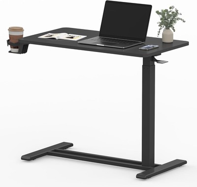 Mobile Standing Desk with Wheels Pneumatic Laptop Desk Rolling Computer Movable