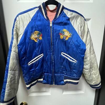 SAPEur Reversible Souvenir Jkt スカジャン Vintage Sukajan Japan Souvenir Reversible Bomber Jacket Satin