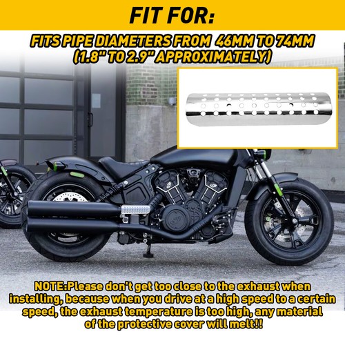 Universal Exhaust Muffler Heat Shield Chrome Pipe Cover Heel Motor Guard Upgrade - Picture 5 of 10