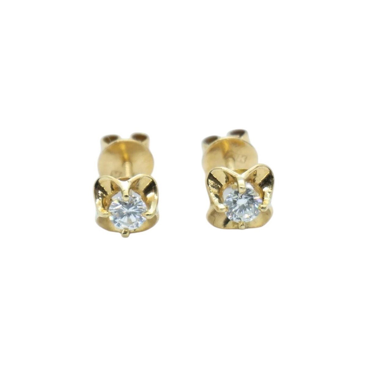 18ct 18k Yellow Gold Brilliant Cut Diamond Stud Earrings TDW Brand  New