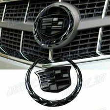 New For Cadillac Front Grille 6 Emblem Hood Badge Black Symbol Ornament 1pcs