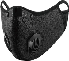 REUSABLE  FACE MASK  WITH  BREATHING  VALVE  AND A  5-LAYER  REPLACEMENT  FILTER
