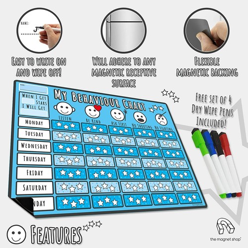 Tabla de Comportamiento Magnético para Niños, REUTILIZABLE, MUCHOS DISEÑOS Tareas de Recompensa de Estrellas - Imagen 2 de 19