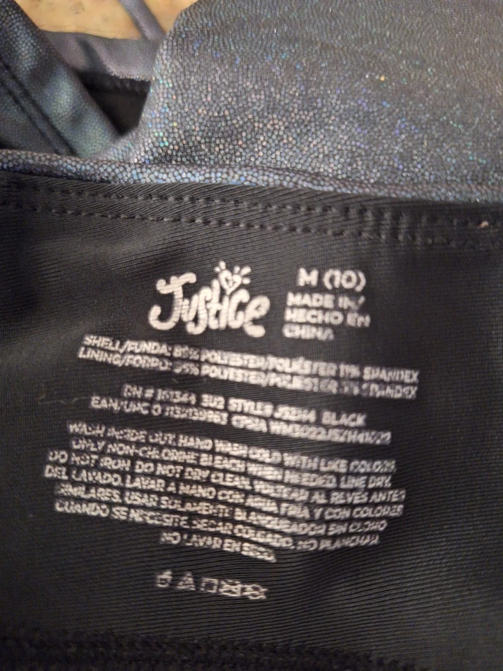 Little Girl's Justice Dance/Gym Shorts Size 10. Shiny Black/Very Dark Gray EUC - Image 2 of 4