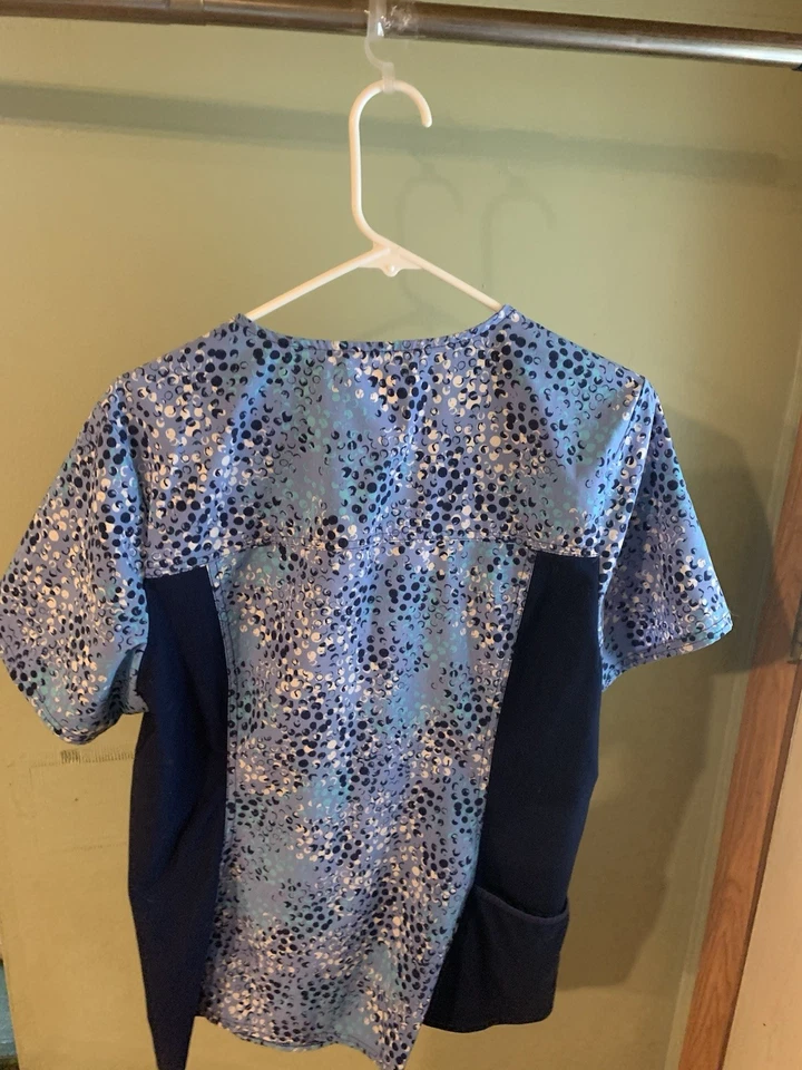 Cherokee iFlex Women's Scrub Top Stretchy Knit Side Panels Large Navy Blue - Image 3 of 3