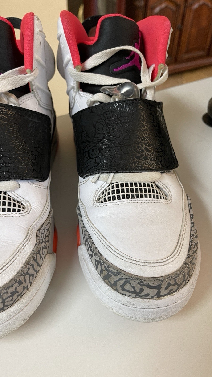 Jordan Son of Mars Hot Lava 2015 Retro White Cement Black Purple Sneakers 8.5 thumbnail 11