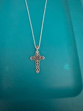 20 inch 925 Sterling Silver cable chain with cross pendant 10% charity