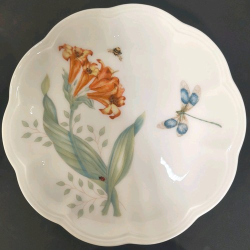 Set 4 Lenox Butterfly Meadow 8" Dessert Pie Bread Salad Plates Dragonfly Monarch - Picture 3 of 9