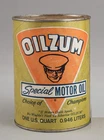 Vintage 1950s-70s White & Bagley Co. OILZUM 1-Quart Advertising Motor Oil Can NR