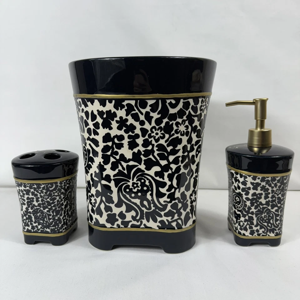 Juego de 3 baños de cerámica vintage Tommy Hilfiger azul Sheldon cachemira 2001 Y2K Foto 4 de 4