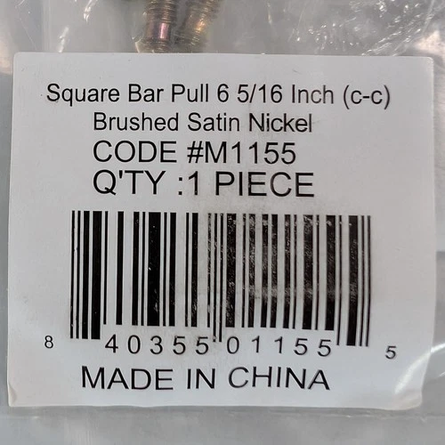 Top Knobs M1155 Square Bar Pull 6 5/16" (c-c) - Brushed Satin Nickel |New Sealed - Picture 2 of 4