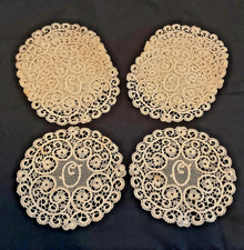 Set/10 Vintage Italian CANTU BOBBIN LACE 5 3/4  Doily/Coaster Mono  O  