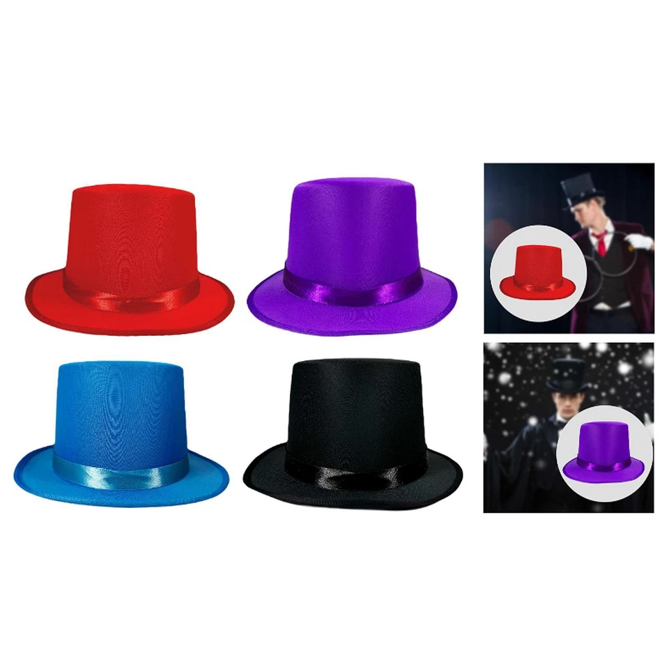 Top Hat with Satin Band Party Accessories for Cosplay Holiday Stage Performance - Image 1 of 1