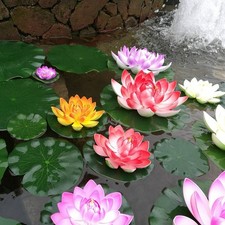 5X Artificial Lotus Water Lily Floating Flower Pond Fish Tank Plant Garden Decor