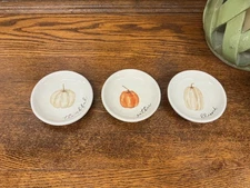 MUD PIE PUMPKIN TIDBIT DISH, WHITE & ORANGE,  SET OF 3