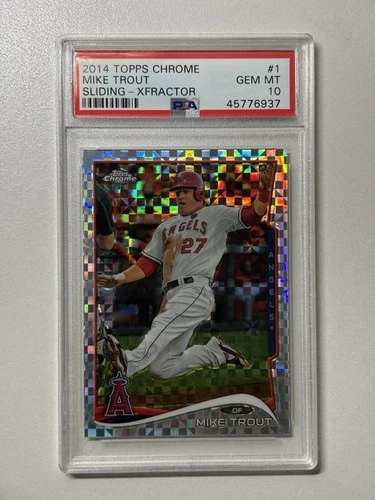 2014 Topps Chrome XFRACTOR #1 Mike Trout Sliding PSA 10 Gem Mint Angels