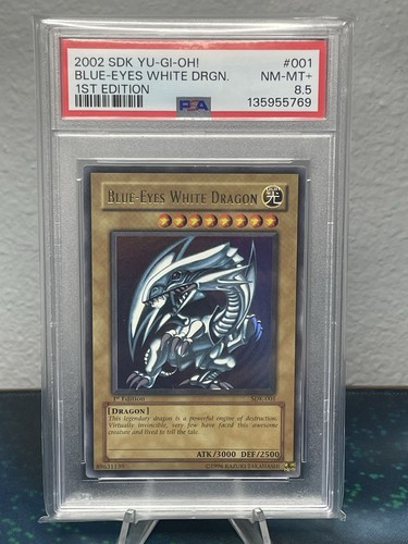Yu-Gi-Oh 2002 SDK 1st Edition Blue Eyes White Dragon PSA 8.5