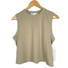 Athleta True Cotton Crop Tank Small NWT Beige Sleeveless Top Athleisure Gym