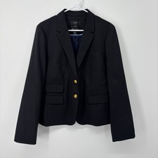 J. Crew Dalton Blazer Womens 14 Black Italian Stretch Wool Gold Buttons Jacket