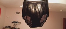 KAYSER VINTAGE PANTIES sz 5 BLACK NYLON TRIM ON LEGS and FRONT wBACK SEAM A1-35