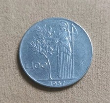 ITALIA REPUBBLICA RARA MONETA DA 100 LIRE DEL 1957 USATA CIRCOLATA