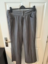 M Co Women's Grey Trousers Size 14 Wide Leg Smart Workwear