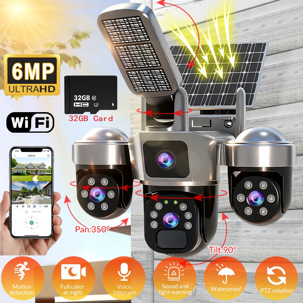 Solar Battery Powered Wireless WiFi Outdoor Home Security Ca