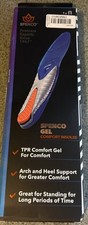 Spenco Gel Comfort Insoles   TPR Gel, Arch  Heel Support   New