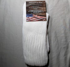 AWS/American Made Men  s Knee High Slouch Socks Knit Cotton Blend White