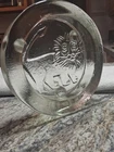 1960's BLENKO ZODIAC ASHTRAY, EXTREMELY HEAVY CLEAR GLASS , Embossed Leo Lion ‼️