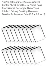 16 Pcs Baking Sheet Stainless Steel Cookie Sheet Small Metal Sheet Pans Profe...