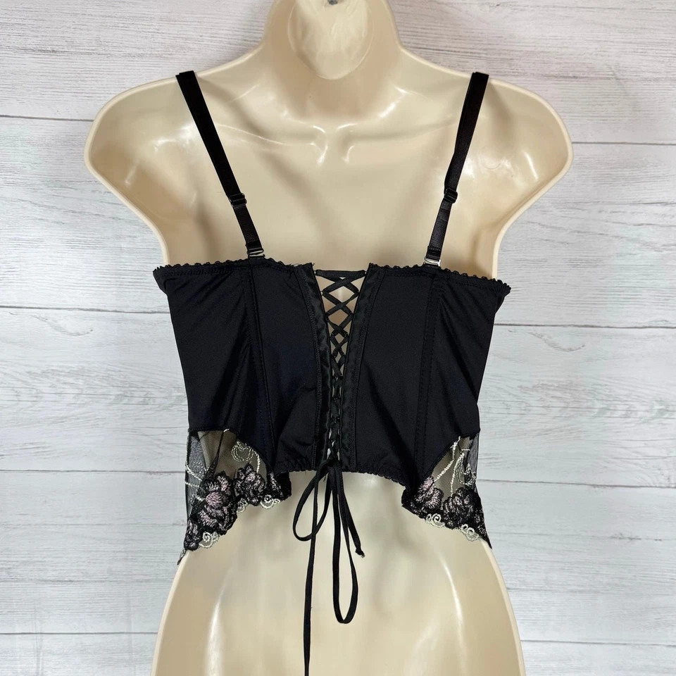 VTG Donna L'oren Y2K black lace corset 34C whimsygoth coquette grunge witchy emo - Image 2 of 4