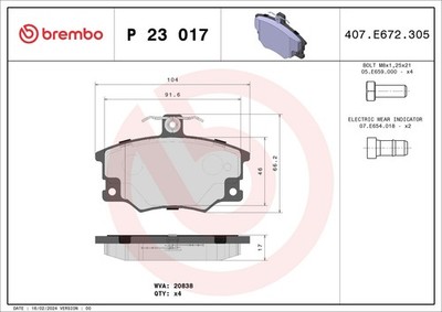 Bremsbelagsatz Scheibenbremse PRIME BREMBO P 23 017 für FIAT ALFA LANCIA TEMPRA
