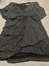 Eliza J Rhinestone Like Embellished Party Dress in a Shimmering Silver SZ 16