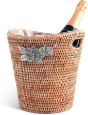 Grande secchiello champagne in vimini rattan - Beach Essentials, tessuto a mano con acrilico
