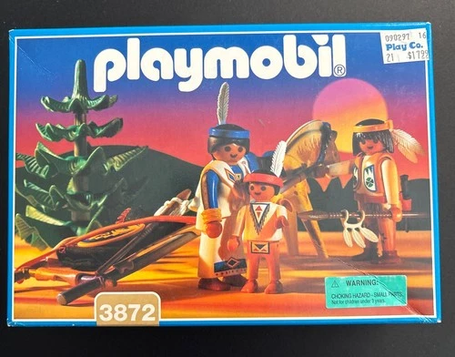 Vtg New Playmobil Western 3872 Native American Indian Family 1996 Horse Tree
