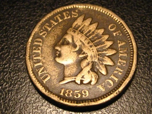 1859 Copper Nickel Indian Head Cent VG/Fine Dark #3