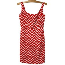 Milly New York | Dress Sleeveless Red Orange Zig Zag Knee Length Cotton- Size 4