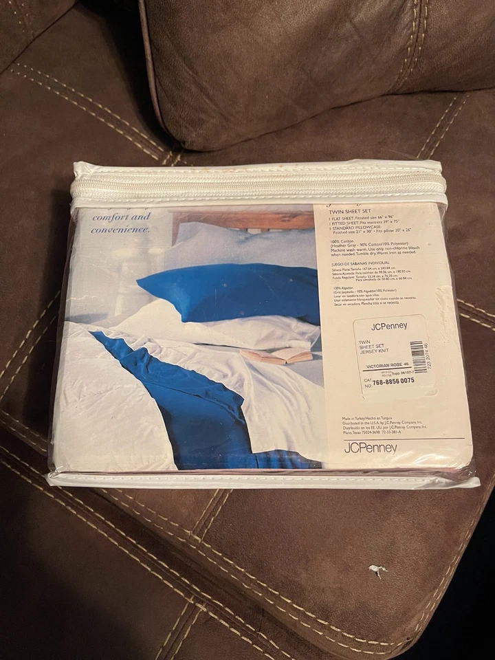 JUEGO DE SÁBANAS DOBLES - 100% Algodón - Jersey Tejido - JC Penney - Rosa Victoriana Foto 2 de 2