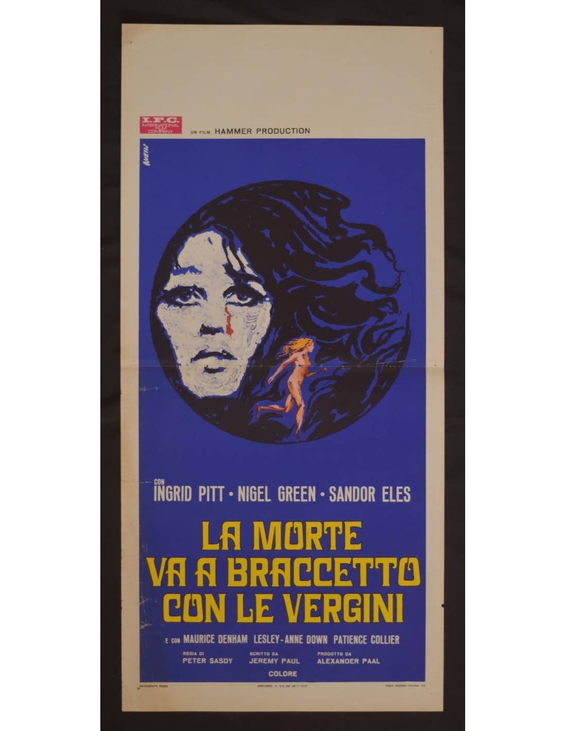 Locandina originale film La morte va a braccetto con le vergini (1972) - Regia di Peter Sasdy