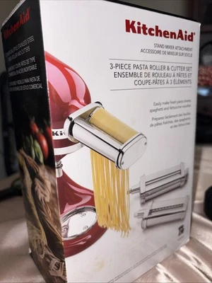 NEW Kitchen Aid Model KSMPRA 3 Piece CPasta Roller & Cutter Set Mixer Attachment - Image 1 of 4