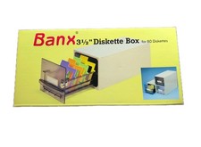 Banx 3 1/2 Diskette Box For 80 Diskettes Color Coded Dividers Floppy NIB RARE