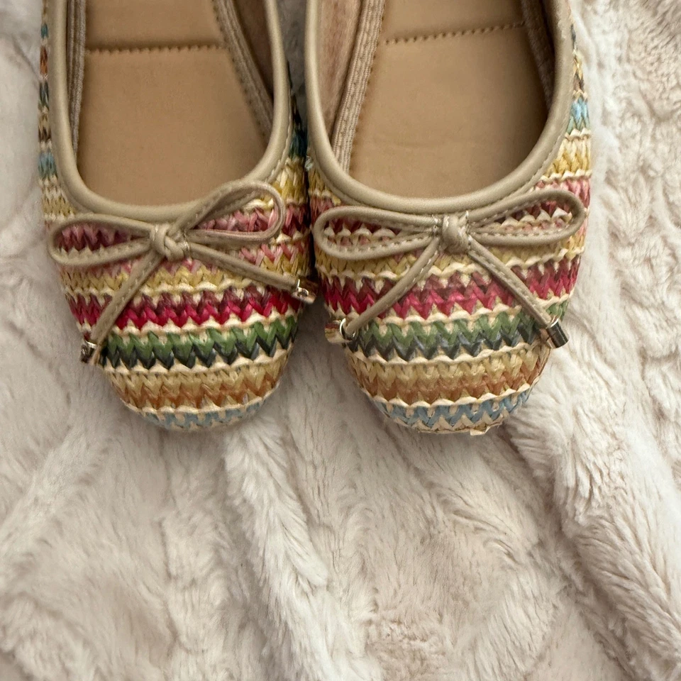 Zapatos planos de ballet Joie para mujer talla 7 tejidos de rafia sin cordones multicolor informales Foto 2 de 4