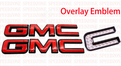 2019-2026 GMC Sierra Front Rear Red Black Emblem Kit Fit 84364354 Overlay