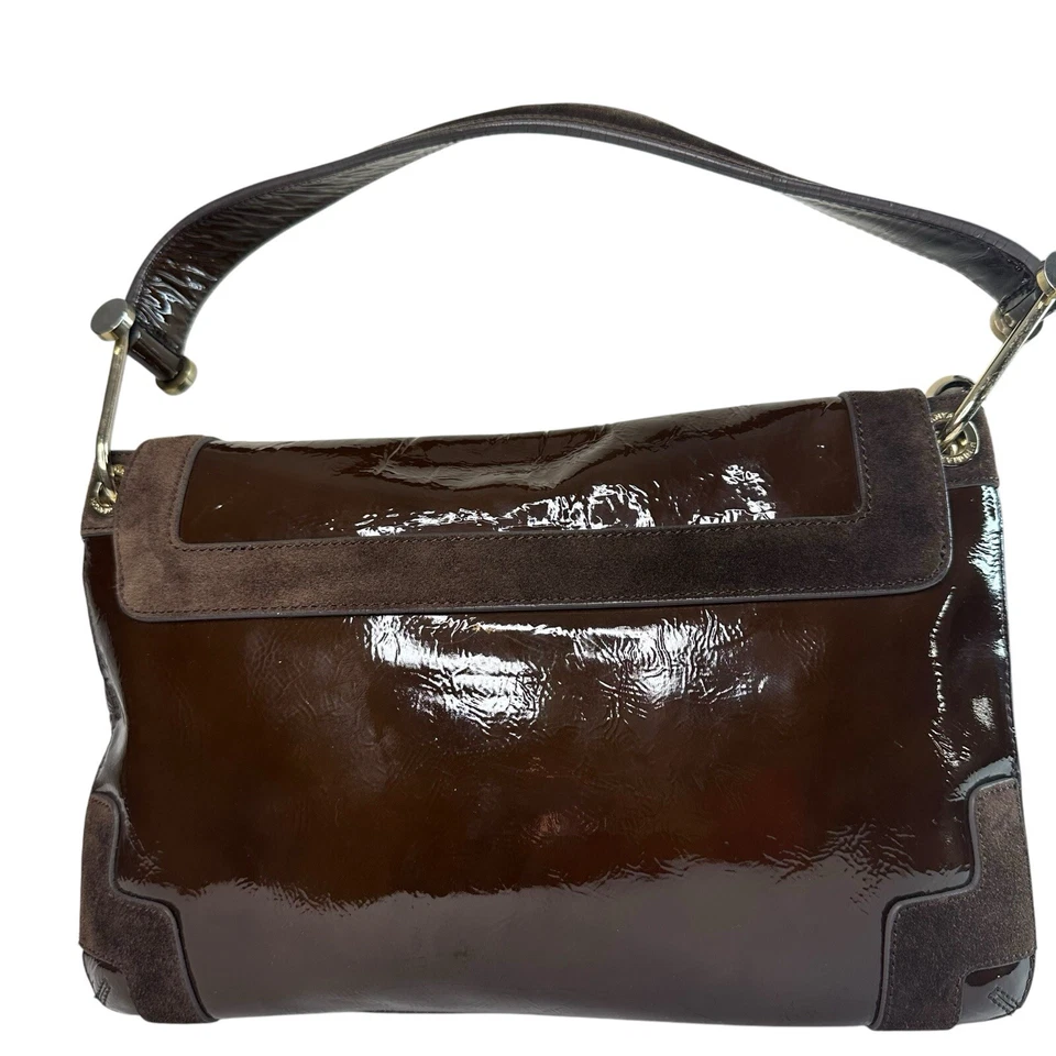 Bolso de Hombro Anya Hindmarch London Bolso con Asa Superior Charol/Gamuza Marrón Foto 3 de 4