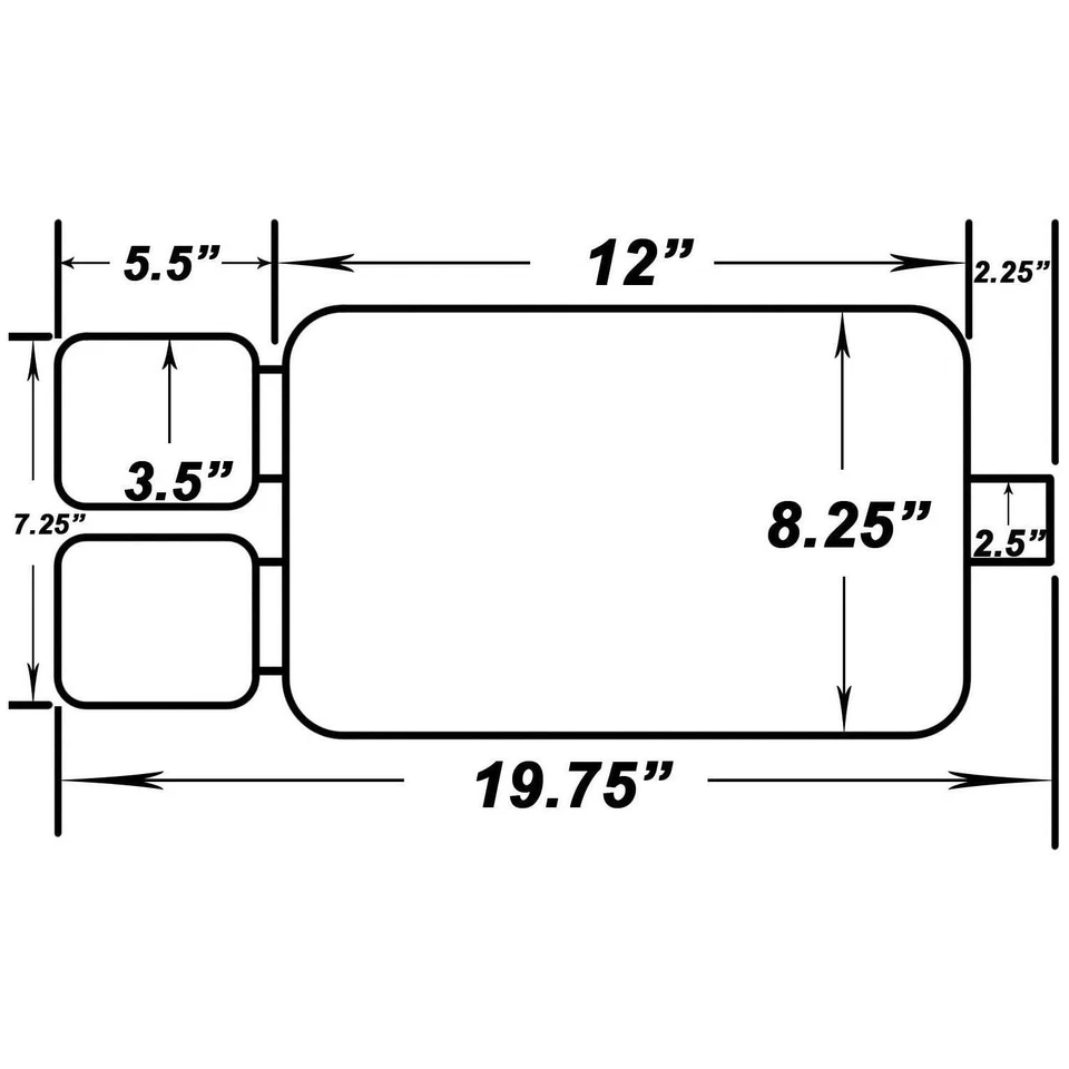 DUAL DOUBLE-WALL SLANT TIP MUFFLER OVAL SPUN-LOCK TANK FOR MITSUBISHI POLISHED - Image 2 of 4
