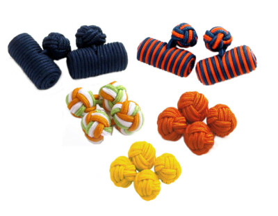 Stoffknoten Barrels 5 Paare Mix marine orange gelb grün weiss SKM33 