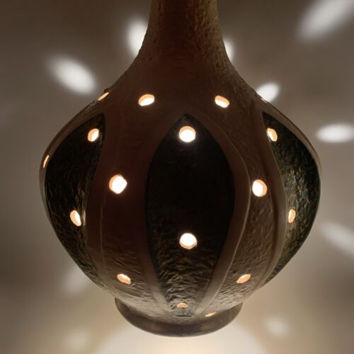 Midcentury Atomic Ceramic Gourd Pendant Swag Lamp Accent Light On Chain - Picture 3 of 16