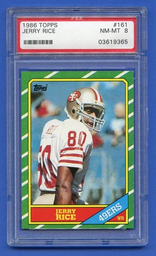 1986 JERRY RICE ROOKIE PSA 8 NM-MT TOPPS SAN FRANCISCO 49ERS HOF GOAT (#161) RZC
